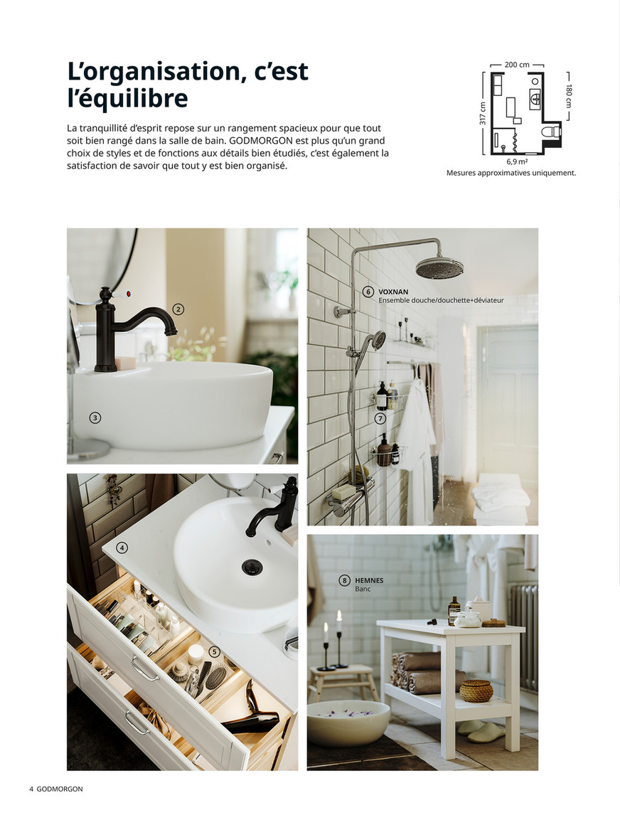 HEMNES / TÖRNVIKEN Mobilier salle de bain, 4 pièces, gris/Voxnan mitigeur  lavabo, 82 cm - IKEA